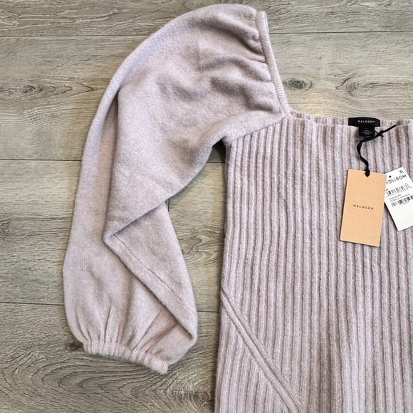 NWT Halogen Puff Sleeve Square Neck Sweater in Purple Heaven Small‎ Off Shoulder - Picture 6 of 11